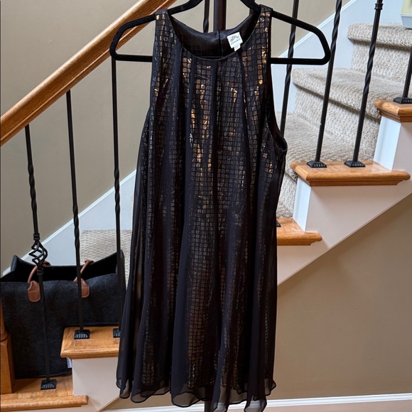 Signature by Sangria Black and Silver Sleeveless Midi Dress - Picture 1 of 2